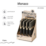 Monaco soft-touch ballpoint pen in black with gold glitter, detail view