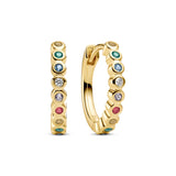 Multicolor Zirconia Huggie Earrings | Sterling Silver or Gold Plated Hoops