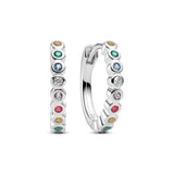 Multicolor Zirconia Huggie Earrings | Sterling Silver or Gold Plated Hoops