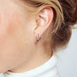 Multicolor Zirconia Huggie Earrings | Sterling Silver or Gold Plated Hoops