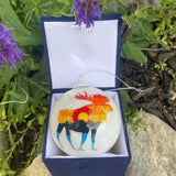 Colorado Moose Multicolor Hand Painted Glass Ornament
