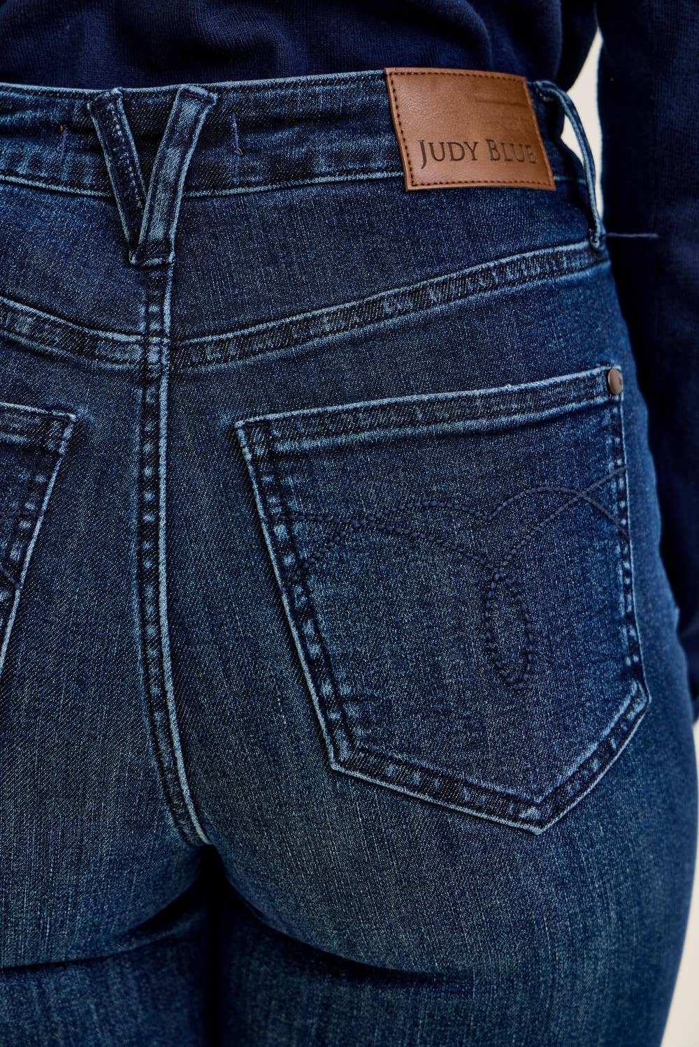Judy Blue Alex high waist tummy control boy bootcut jeans in Outlaw Blue wash