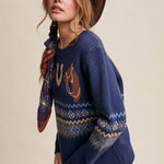Western Horse & Horseshoe Sweater in Navy – 6