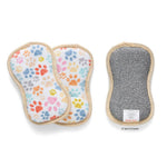Paw print dual-sided microfiber pet bowl scrubbies
