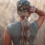 Adapt hair tie bracelet set in earthy neutrals and camo with gold antler charm, view 6