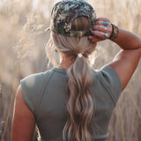 Adapt hair tie bracelet set in earthy neutrals and camo with gold antler charm, view 6