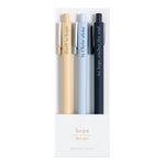 Hope Bible study pen set, three gel pens in gold, blue and navy