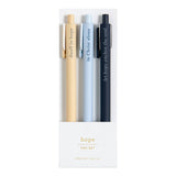 Hope Bible study pen set, three gel pens in gold, blue and navy