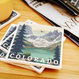 Colorado Lake Lithograph Ceramic Coaster