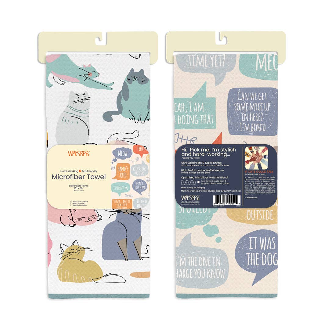 If Cats Could Talk reversible microfiber kitchen towel, view 2