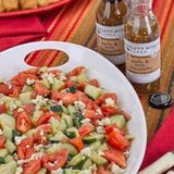 Salad dressed with Garlic & Herb Vinaigrette with pita chips