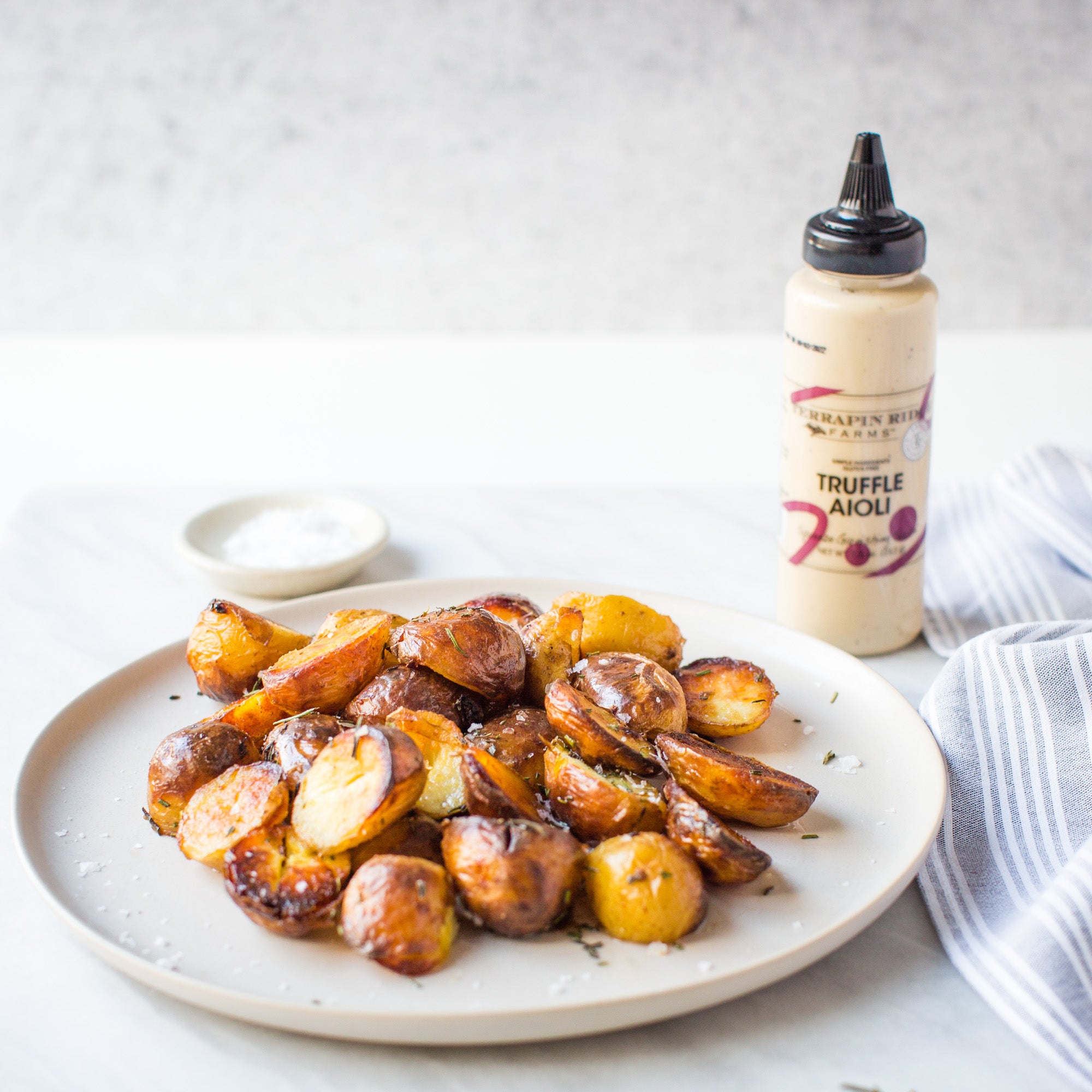Crispy roasted potatoes with truffle aioli