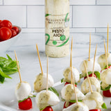 Caprese skewers served with pesto aioli