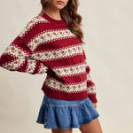 Floral Fair Isle Knit Sweater in Ruby – 6