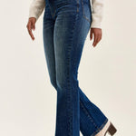 Judy Blue Daisy bootcut jeans side view showing the flare from the knee