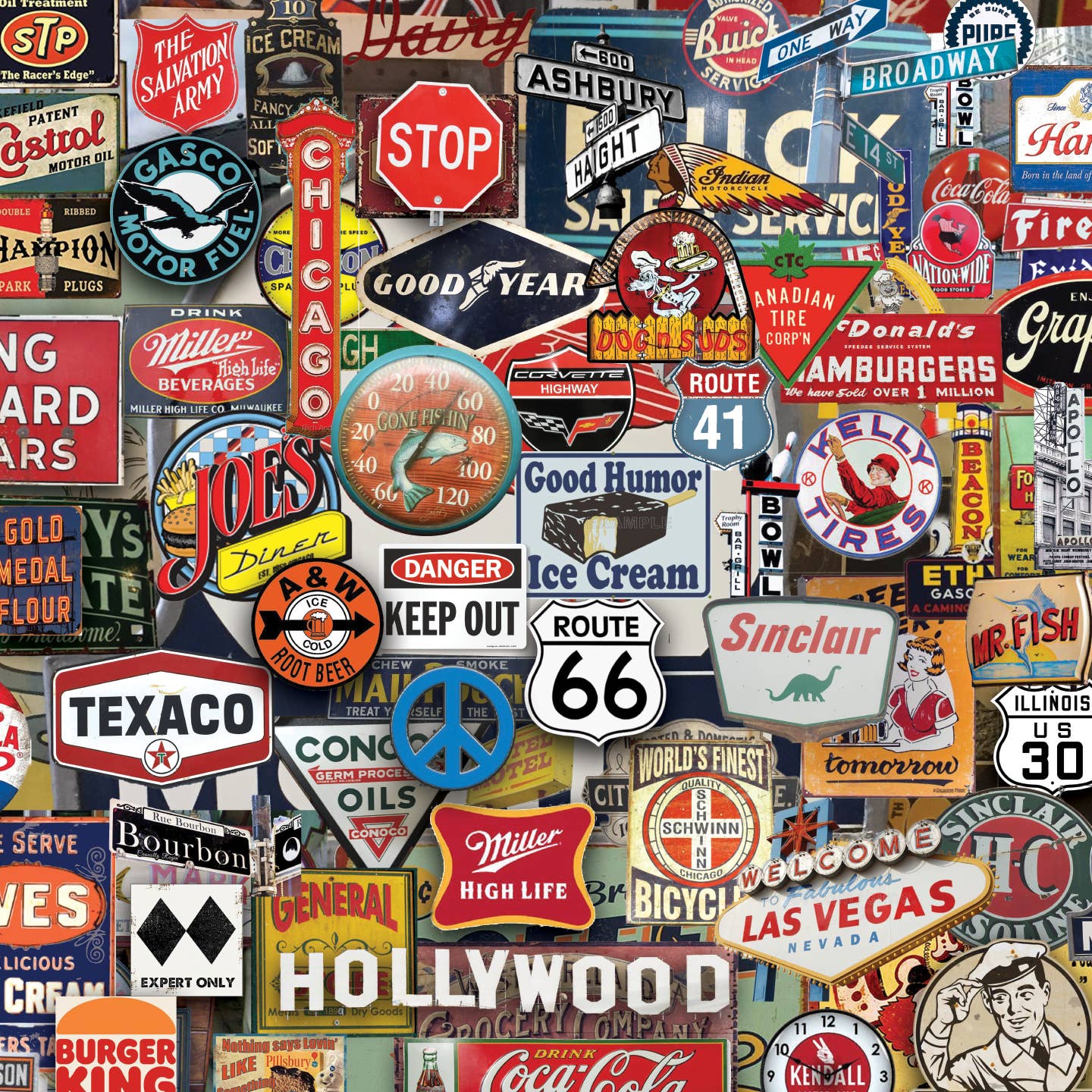 Close-up detail of the Boomers' Favorite Signs jigsaw puzzle image