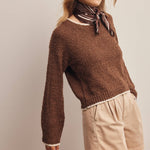 Contrast Trim Bouclé Sweater in Mocha – 9
