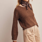Contrast Trim Bouclé Sweater in Mocha – 9