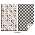 At The Farm farm animal and checkerboard reversible microfiber kitchen towel