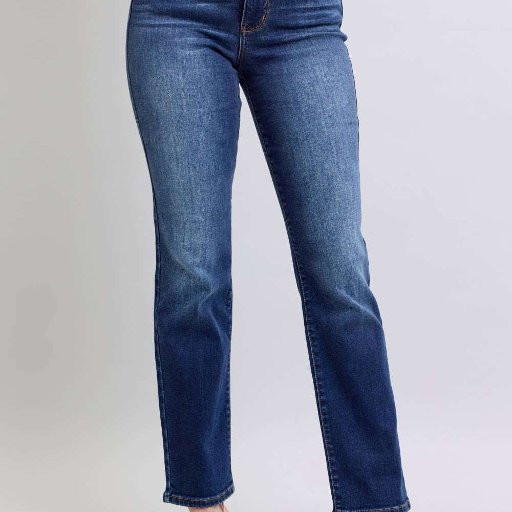 Judy Blue thermal high waist straight jeans in vintage dark wash