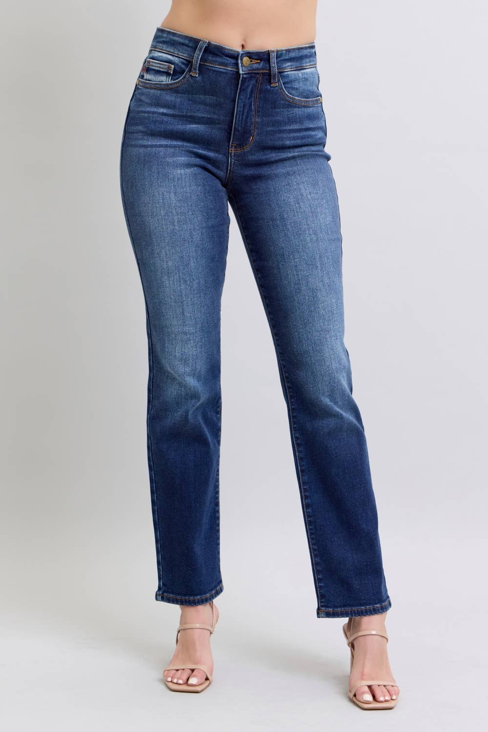 Judy Blue thermal high waist straight jeans in vintage dark wash