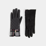 Plaid Puffer Touchscreen Gloves - black plaid quilted gloves
