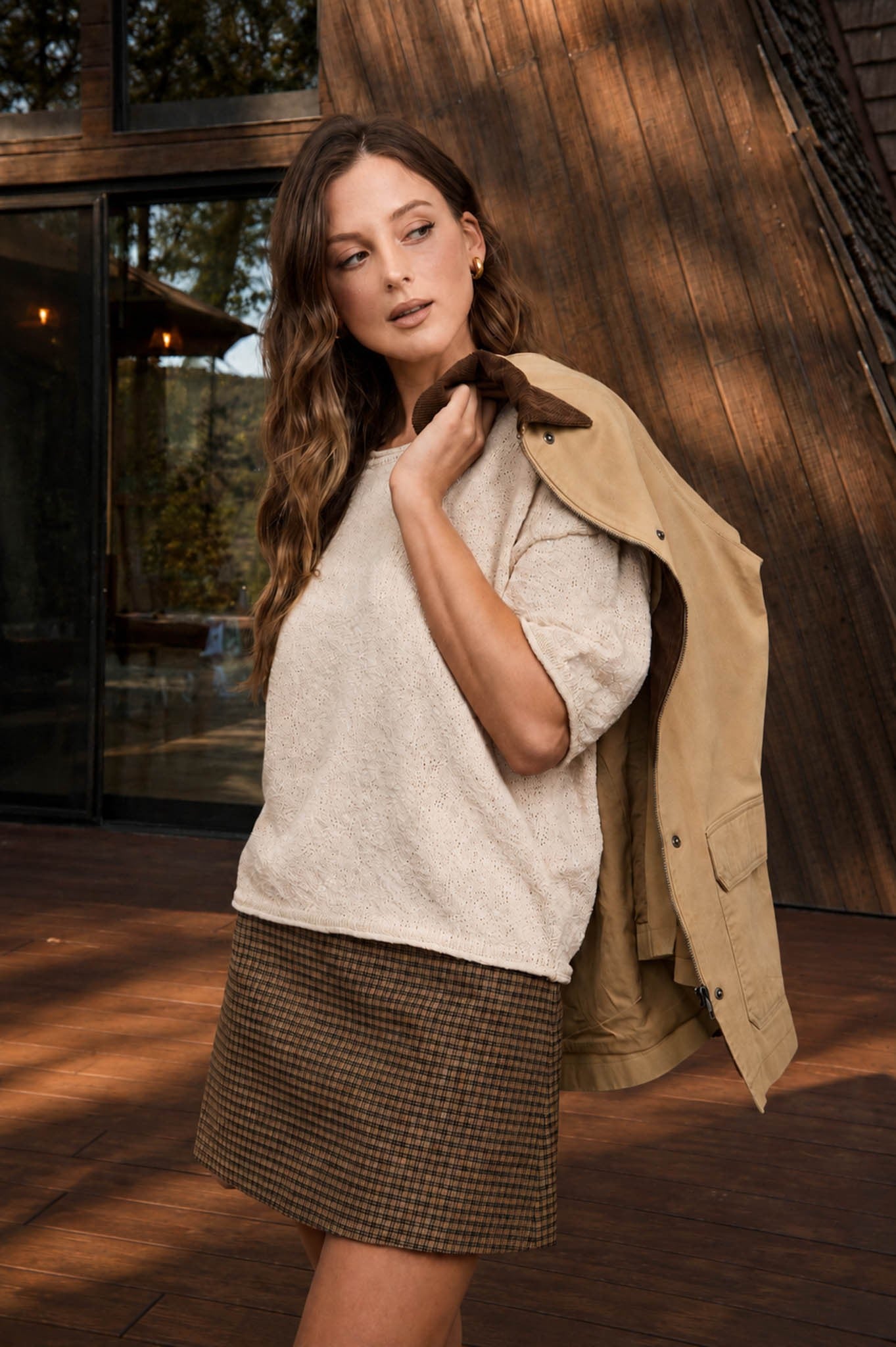 Raw Edge Boxy Short Sleeve Knit Sweater - Oatmeal