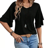 Black Short Sleeve Loose Fit Casual Basic T Shirt