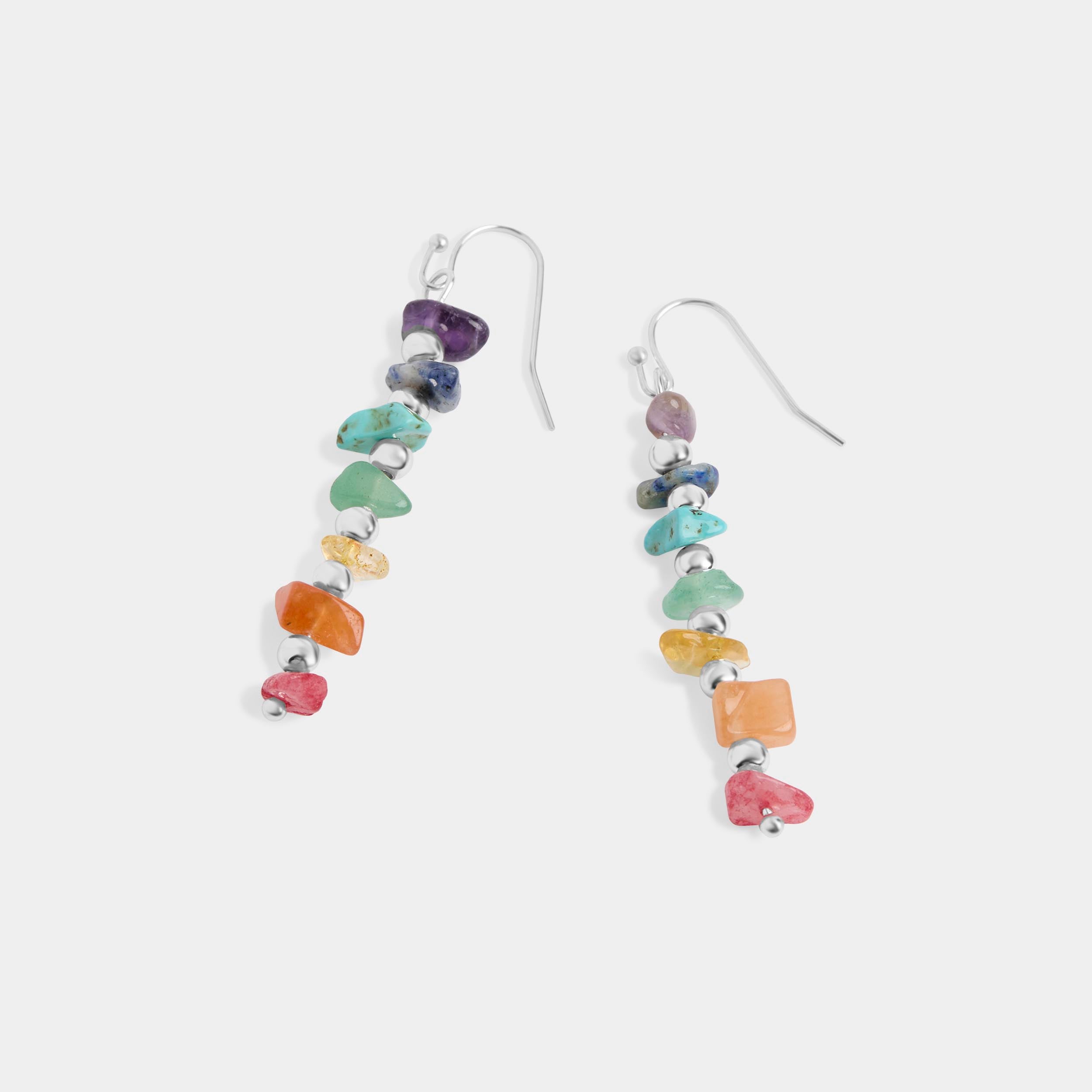 Chakra Dangle Earrings in Silver