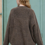 Heathered Checkered Texture Long Sleeve Sweater in Mocha - back view