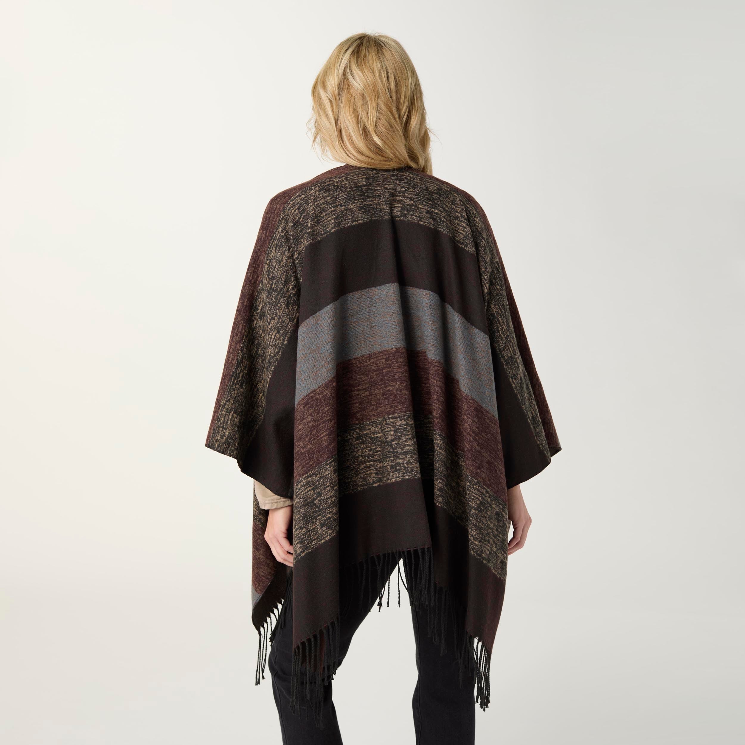 Leti Ombre Striped Wrap - brown multi, worn view
