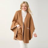 Brynlee Cape - camel colored open-front cape wrap
