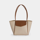 Cassidy Two-Tone Tote - cream vegan leather tote bag