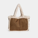 Laila Faux Fur Suede Tote - faux fur trimmed handles