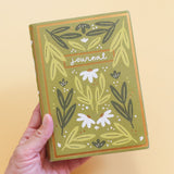 Green floral 5x7 lined book journal - front