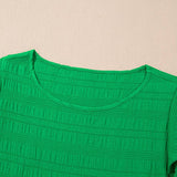 Textured Ruffled Sleeve Round Neck Top