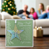 Merry & Bright Christmas Star Ornament, Stained Glass
