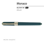 Monaco soft-touch ballpoint pen in forest green, detail view
