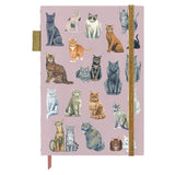 Feline Friends cats lay flat lined journal