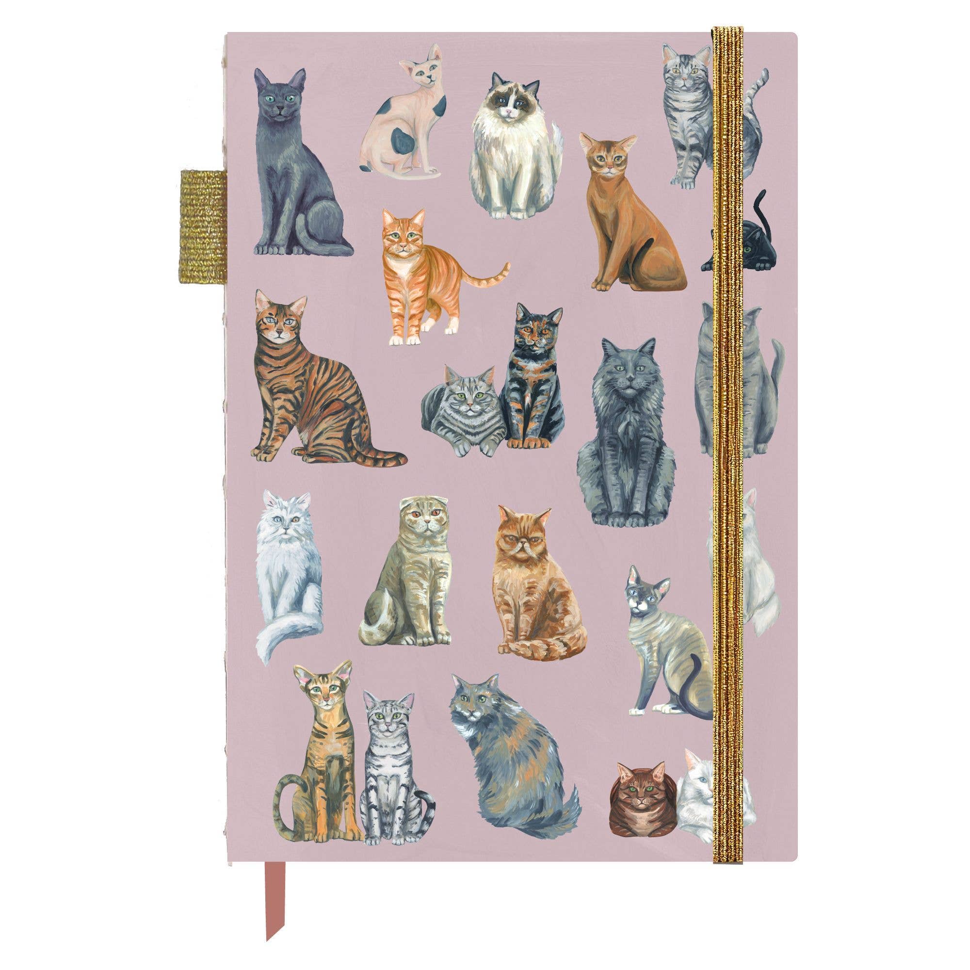 Feline Friends cats lay flat lined journal