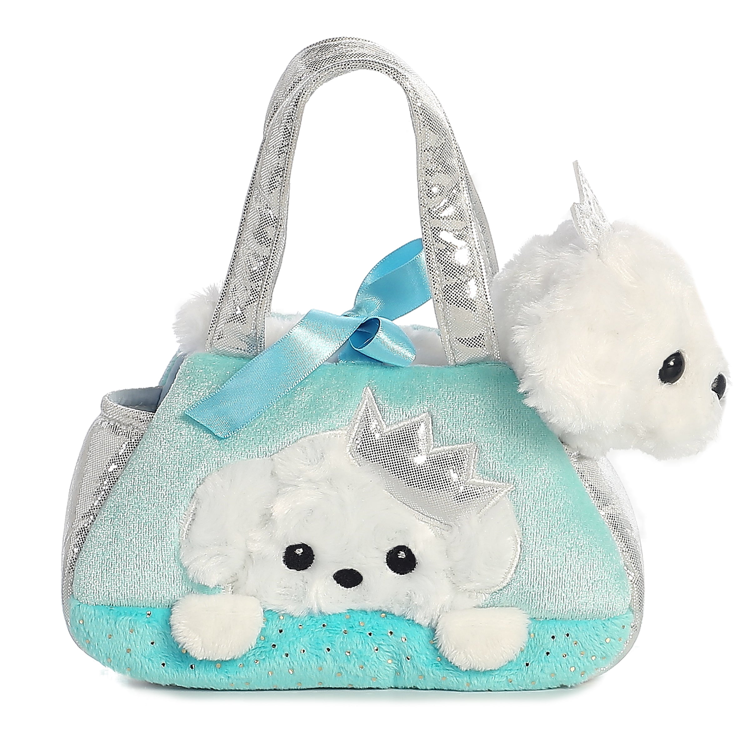 7 inch Peek-A-Boo Princess Puppy plush in a purse