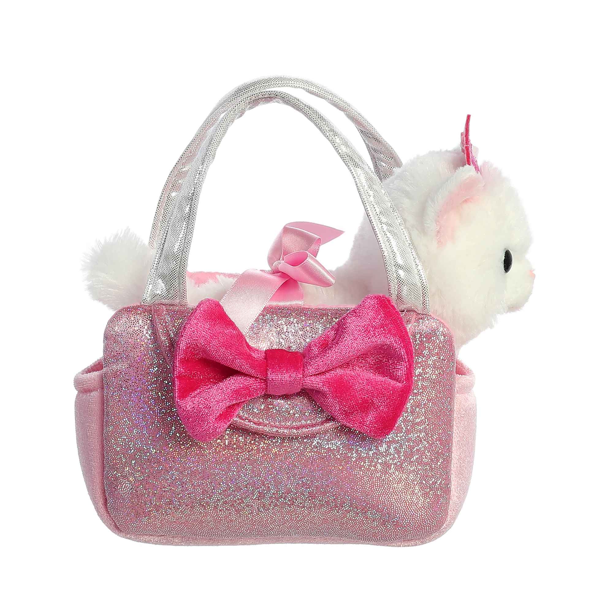 6 inch Trendy Sparkle Pink plush purse pet