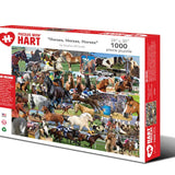 Horses, Horses, Horses 1,000-piece jigsaw puzzle box showing a collage of horse breeds including thoroughbreds, Appaloosas, mustangs and Clydesdales