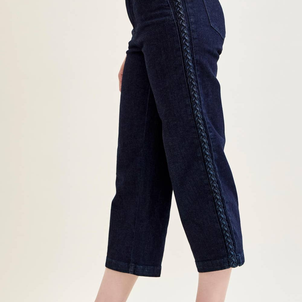 HW Side Seam Braid Detail Crop Wide