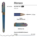 Monaco soft-touch ballpoint pen in pearlescent blue, detail view