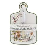 Winters Forest Christmas Melamine Cheese Board with Knife, 13" x 8.5"