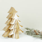 Mango wood Christmas tree with nested natural and white inner trees
