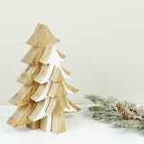 Mango wood Christmas tree with nested natural and white inner trees
