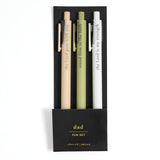Dad Bible study pen set, three gel pens in cream, olive and white