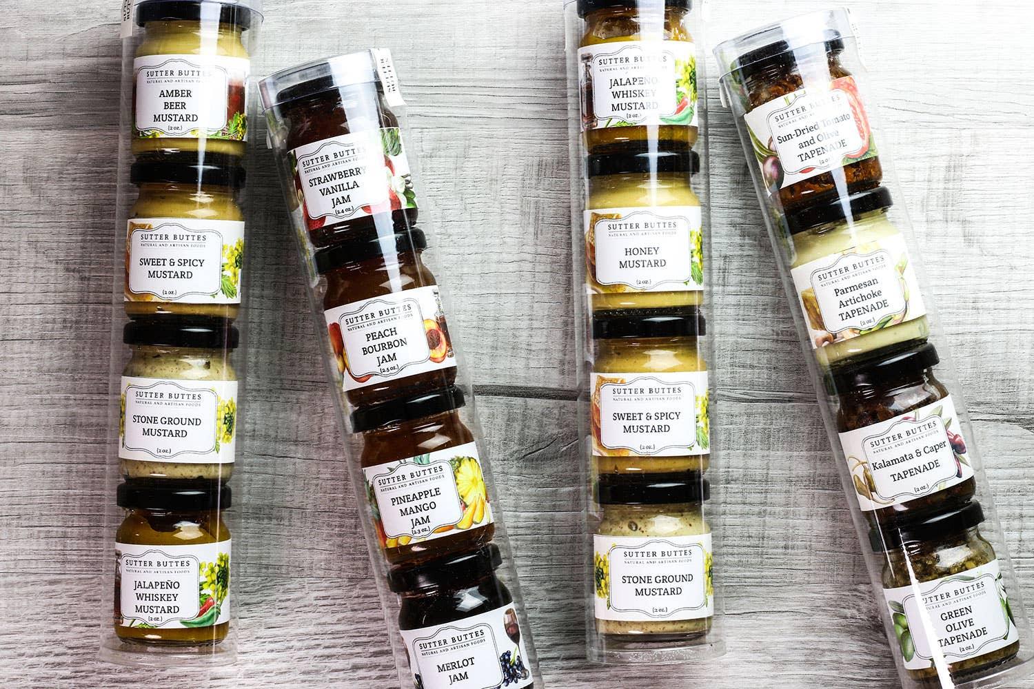 Mini gourmet gift tube with four 2 oz jars
